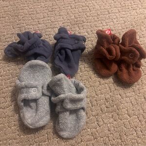 Zutano Baby Booties Set - Gray, Navy, and Brown